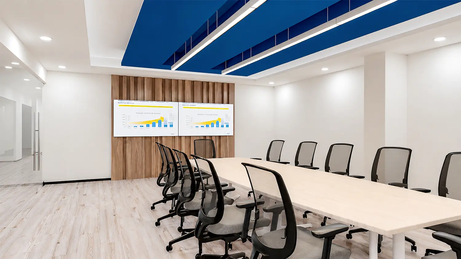 Render de Sala de juntas de alamacen Mercado libre, ejecutado por Vidcon
